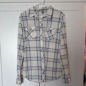 Passport Blue and White Plaid Button Down Shirt